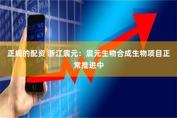 正规的配资 浙江震元：震元生物合成生物项目正常推进中